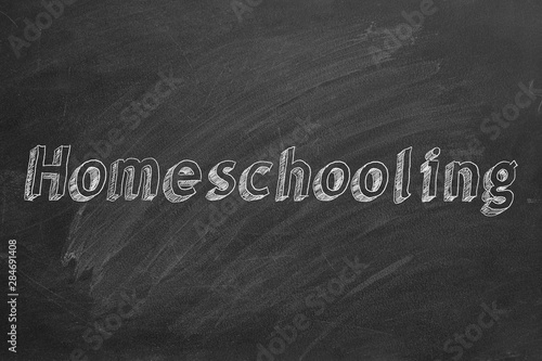 Homeschooling. Blackboard lettering.