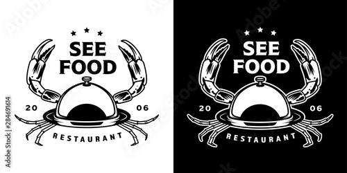 Vintage seafood monochrome emblem