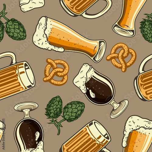 Vintage brewing colorful seamless pattern