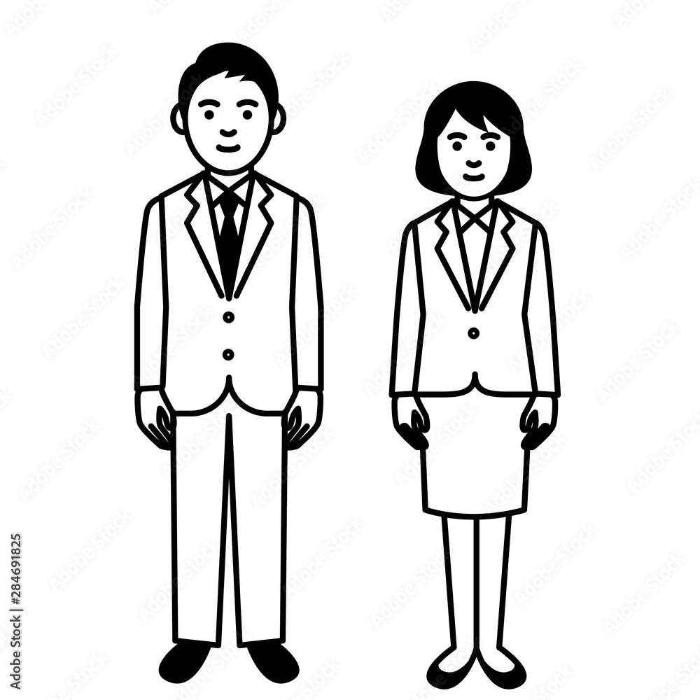 Business man and woman on white background. Vector illustration.