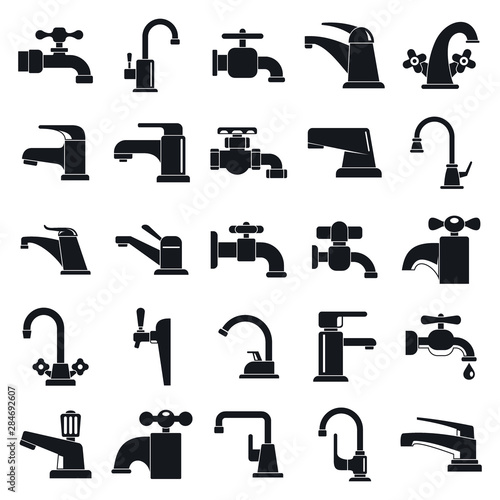 Water tap icons set. Simple set of water tap vector icons for web design on white background