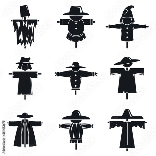 Scarecrow doll icons set. Simple set of scarecrow doll vector icons for web design on white background