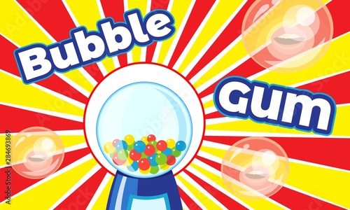 Bubble gum concept banner. Cartoon illustration of bubble gum vector concept banner for web design