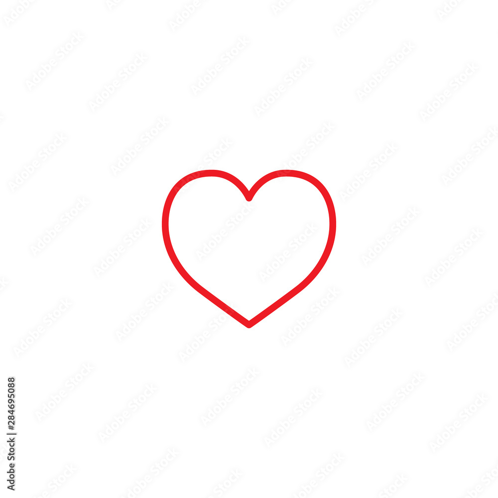 Heart icon. Like icon. Follow icon. Red line heart. Follow sign for social networks.