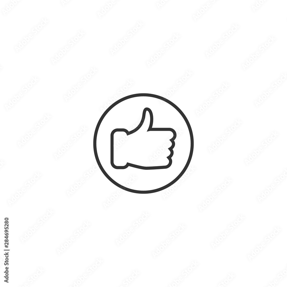 Like icon. Follow icon. Follow sign for social networks. Thumbs up symbol in circle.