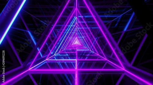 abstract glowing blue purple triangle wireframe background walpaper 3d rendering photo