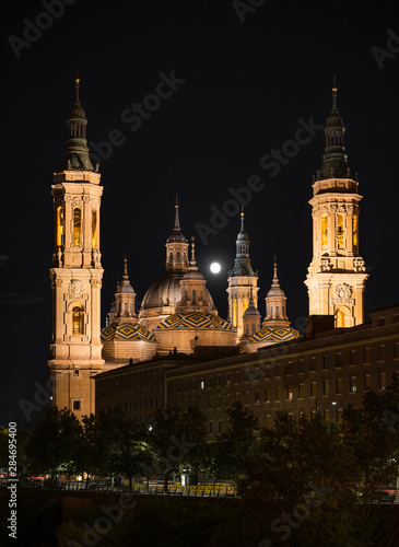 View of Basilica Pilar and Ebro river  in Zaragoza   Spain.