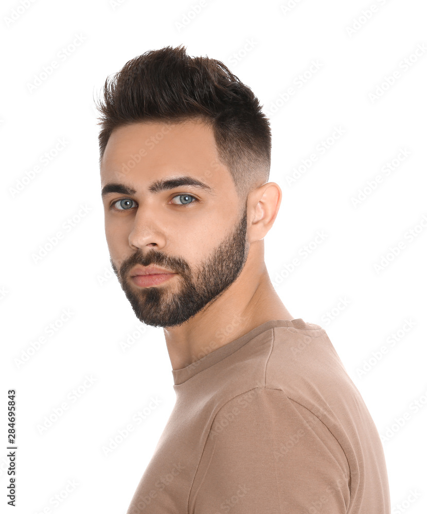 Fototapeta premium Portrait of handsome confident man isolated on white