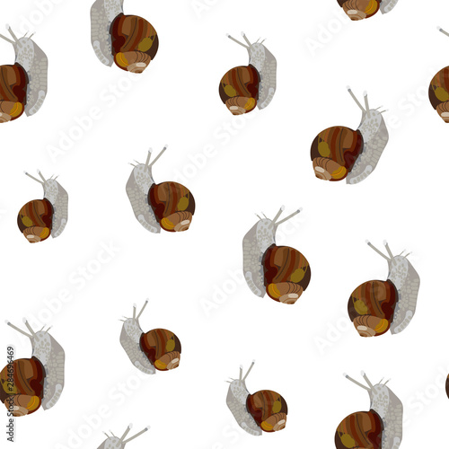 Snails seamless pattern. Snail on a white background