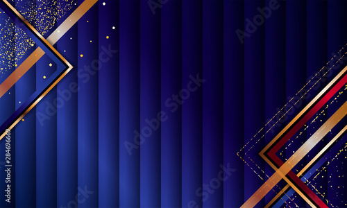 Abstract gold background luxury dark blue and golden line template premium vector illustration