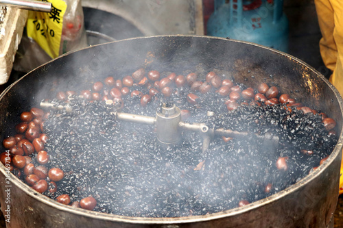 Canvas Print Making chestnuts in the market - Kuala Lumpur Malaysia Asia