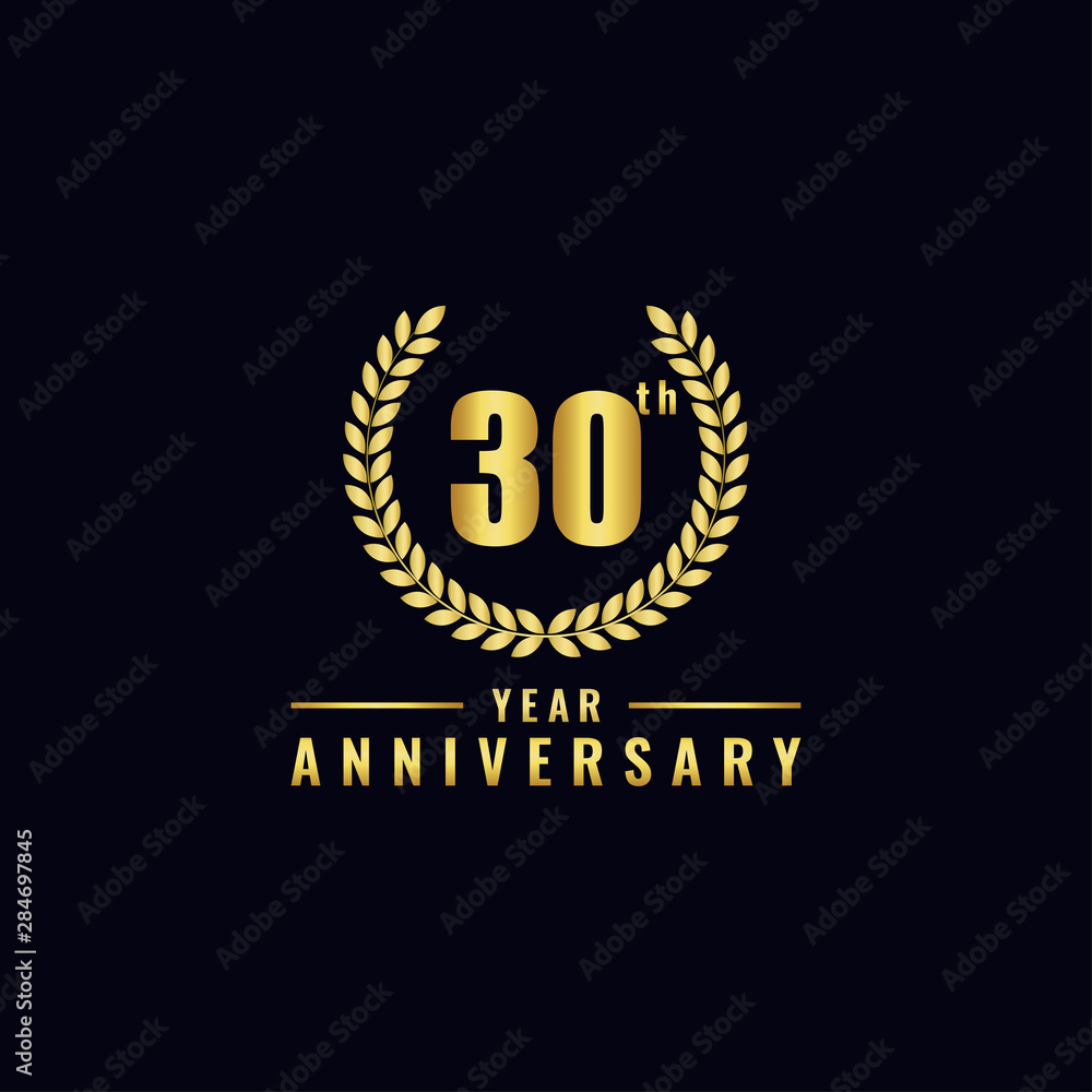 Vector illustration of a birthday logo number 30 with gold color, can be used as a logo for birthdays, leaflets and corporate birthday brochures. - Vector Vector illustration of a birthday logo number 30 with gold color, can be used as a logo for birthdays, leaflets and corporate birthday brochures. - Vector