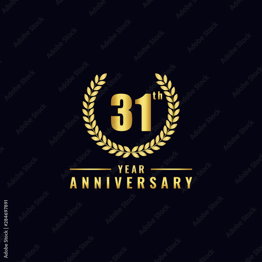 Vector illustration of a birthday logo number 31 with gold color, can be used as a logo for birthdays, leaflets and corporate birthday brochures. - Vector Vector illustration of a birthday logo number 31 with gold color, can be used as a logo for birthdays, leaflets and corporate birthday brochures. - Vector