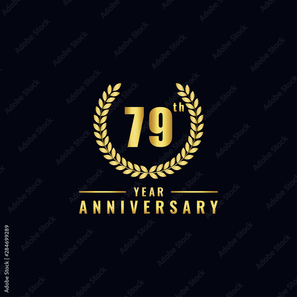 Vector illustration of a birthday logo number 79 with gold color, can be used as a logo for birthdays, leaflets and corporate birthday brochures. - Vector Vector illustration of a birthday logo number 79 with gold color, can be used as a logo for birthdays, leaflets and corporate birthday brochures. - Vector