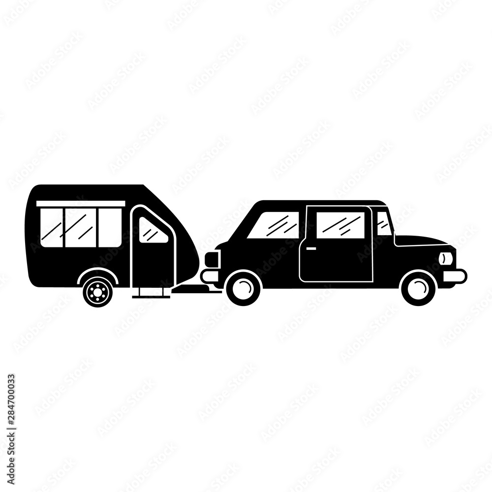 Car camp trailer icon. Simple illustration of car camp trailer vector icon for web design isolated on white background