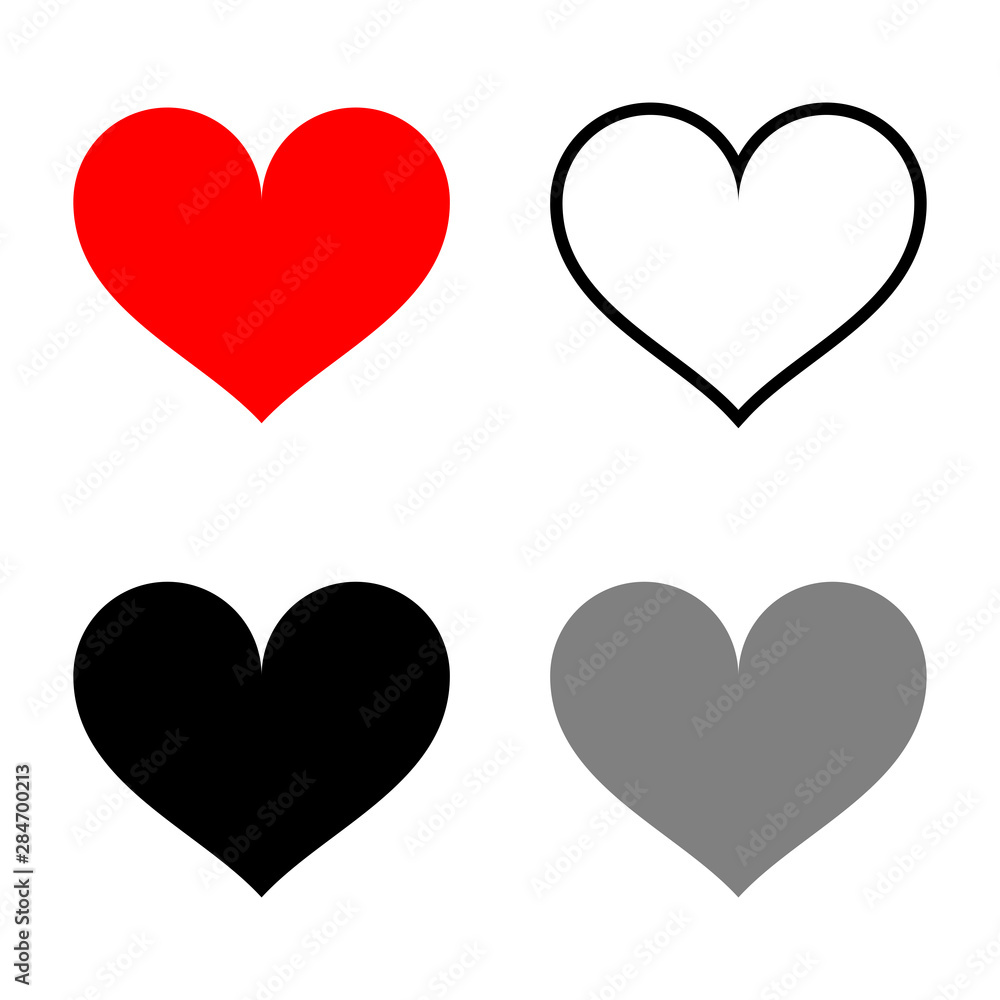 Different heart icon set. Vector illustration isolated on white background. Different heart icon set. Vector illustration isolated on white background.