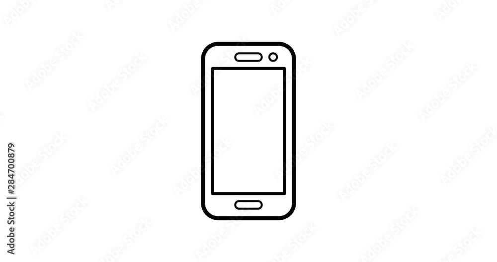 Smartphone Thin line icon, Mobile phone outline icon style isolated on white and black background. 4K icon motion graphic animation Smartphone Thin line icon, Mobile phone outline icon style isolated on white and black background. 4K icon motion graphic animation
