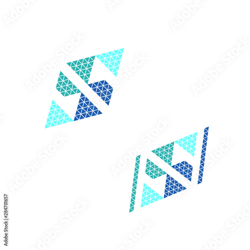 initial S letters with triangulation art style logo icon illustration