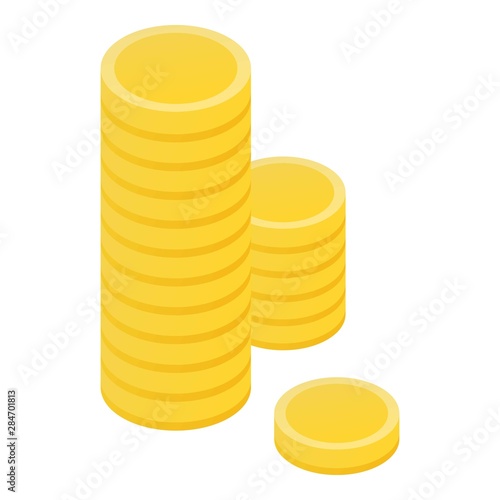 Coins stack icon. Isometric of coins stack vector icon for web design isolated on white background