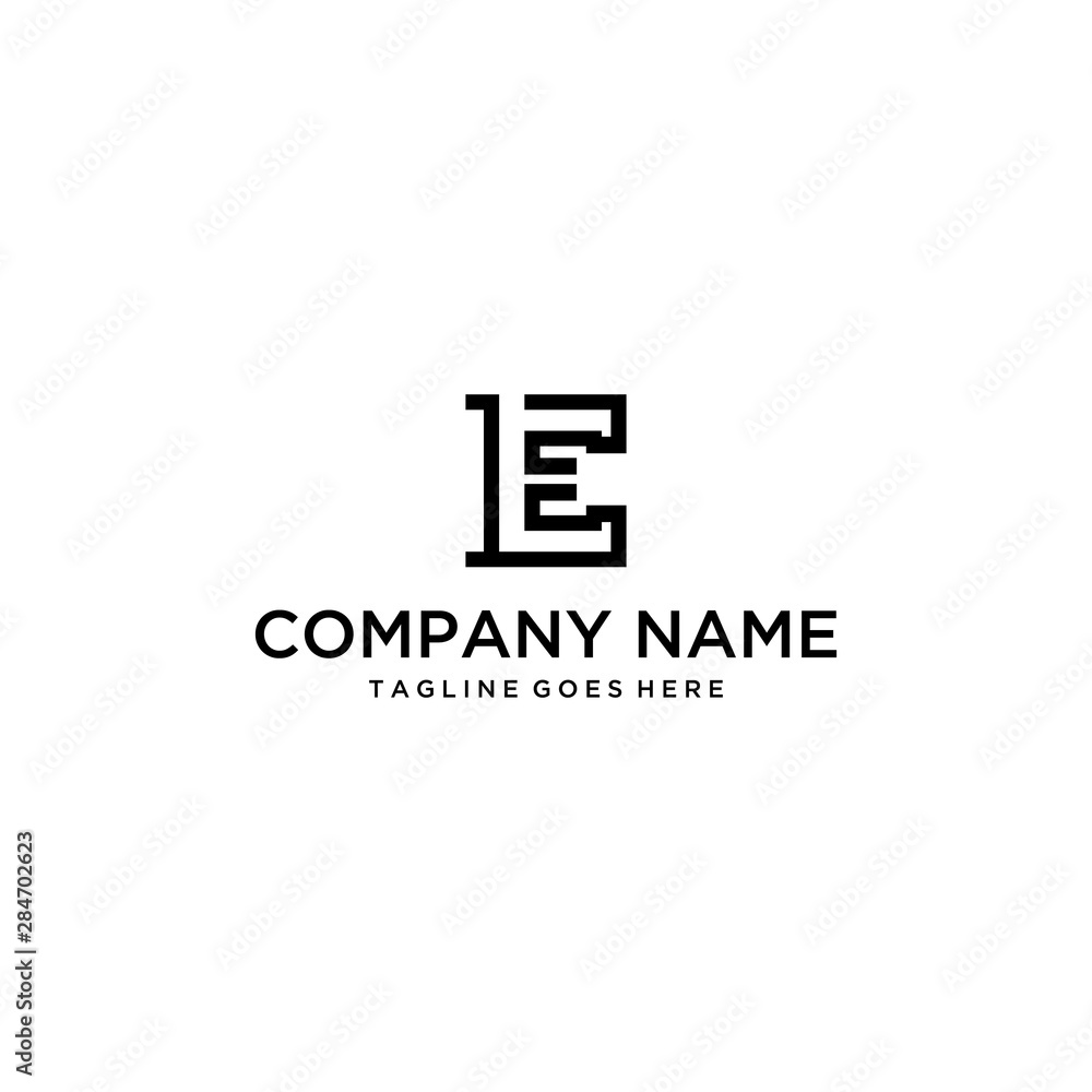 Illustration letter EL or LE sign modern minimalist logo design