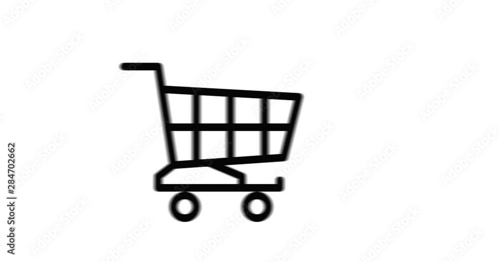 Shopping cart Thin line icon , Supermarket shopping trolly outline icon style isolated on white background. 4K icon motion graphic animation Shopping cart Thin line icon , Supermarket shopping trolly outline icon style isolated on white background. 4K icon motion graphic animation