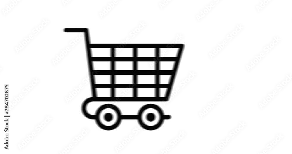 Shopping cart Thin line icon , Supermarket shopping trolly outline icon style isolated on white background. 4K icon motion graphic animation Shopping cart Thin line icon , Supermarket shopping trolly outline icon style isolated on white background. 4K icon motion graphic animation