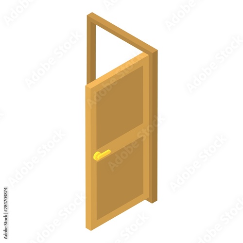 Open door icon. Isometric of open door vector icon for web design isolated on white background