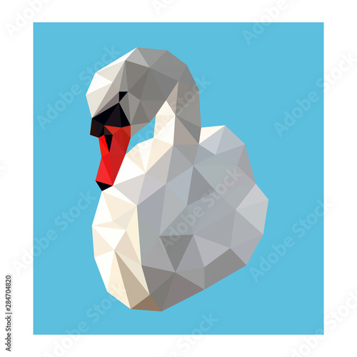 Low poly wild vector swan