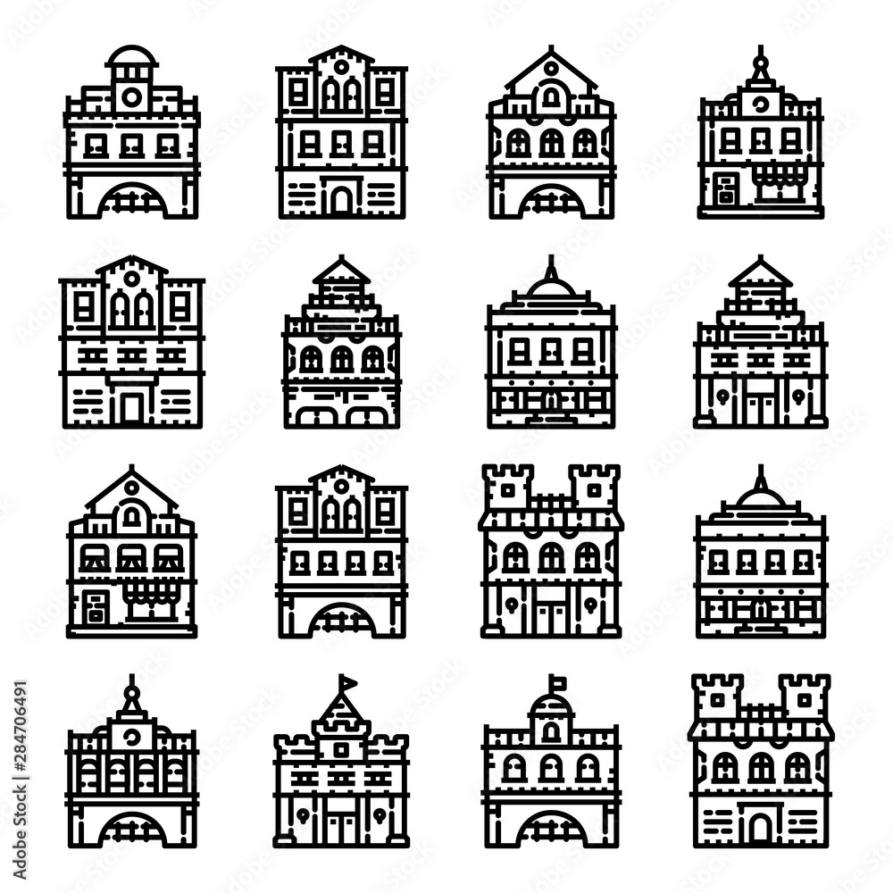 Historical Center City Icon Set Historical Center City Icon Set