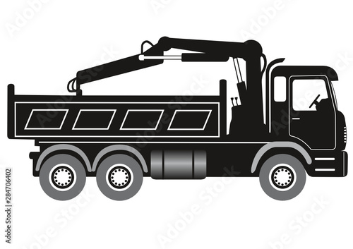 CAMION BENNE AVEC GRUE
