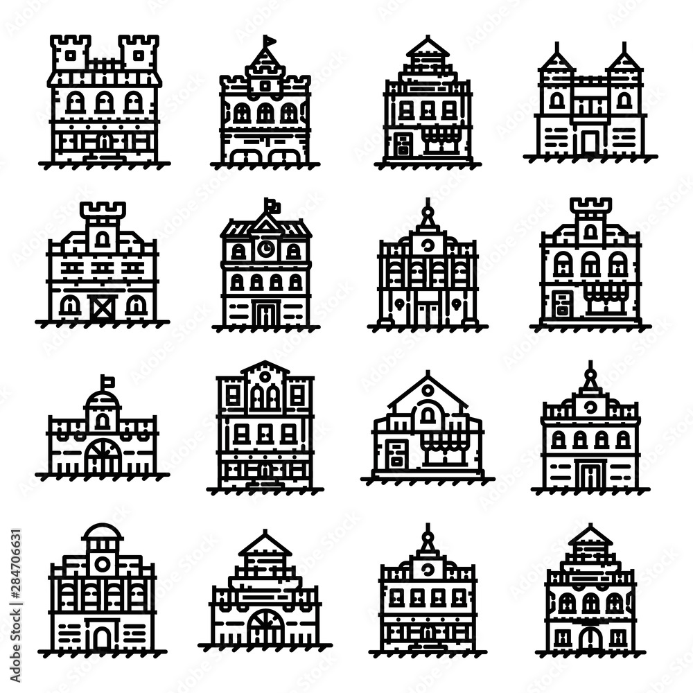 Historical Center City Icon Set