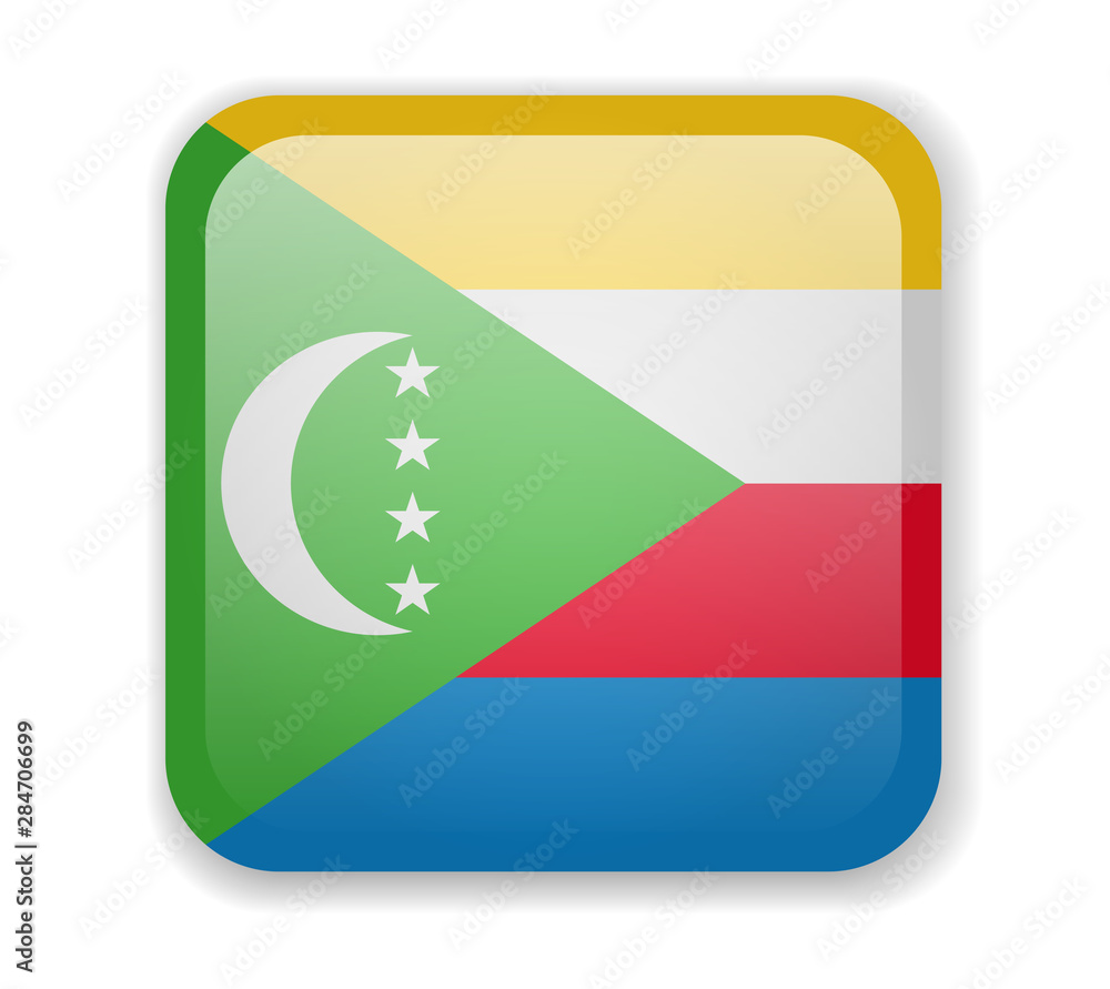 Fototapeta premium Comoros flag bright square icon. Vector Illustration