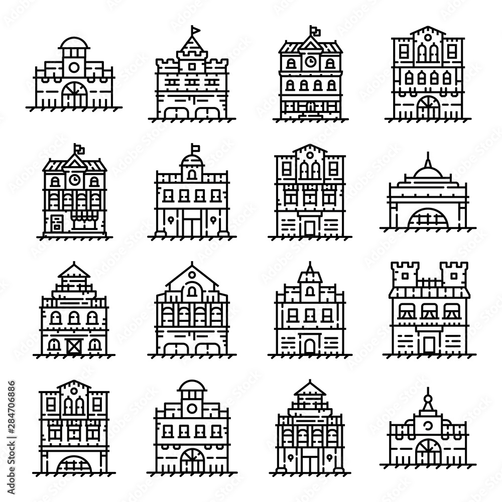 Historical Center City Icon Set Historical Center City Icon Set