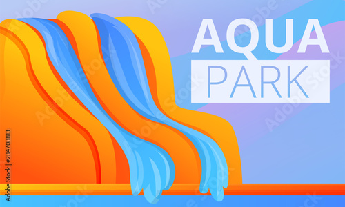 Aqua park concept banner. Cartoon illustration of aqua park vector concept banner for web design