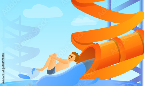 Aqua park pipe concept banner. Cartoon illustration of aqua park pipe vector concept banner for web design