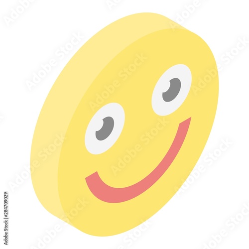 Yellow smile emoji icon. Isometric of yellow smile emoji vector icon for web design isolated on white background