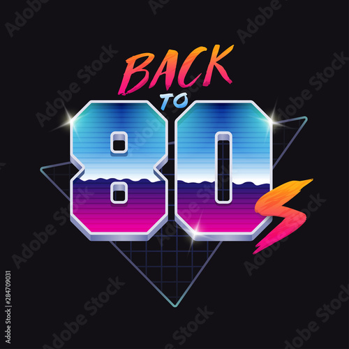 Back to 80s banner. 80's style illustration
