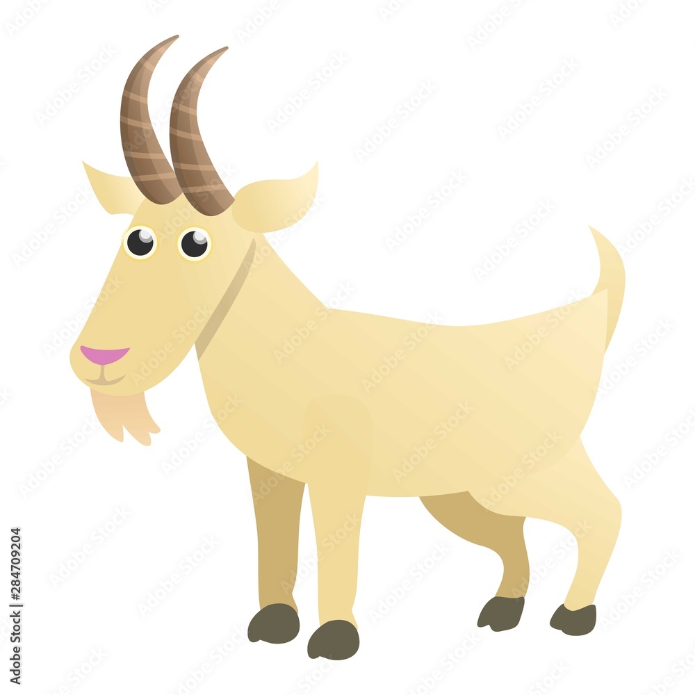 Mountain goat icon. Cartoon of mountain goat vector icon for web design isolated on white background Mountain goat icon. Cartoon of mountain goat vector icon for web design isolated on white background