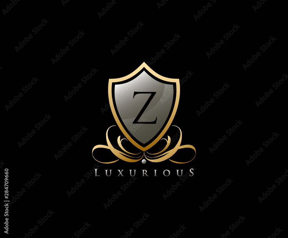 Luxury Golden Shield Logo with Z Letter Luxury Golden Shield Logo with Z Letter