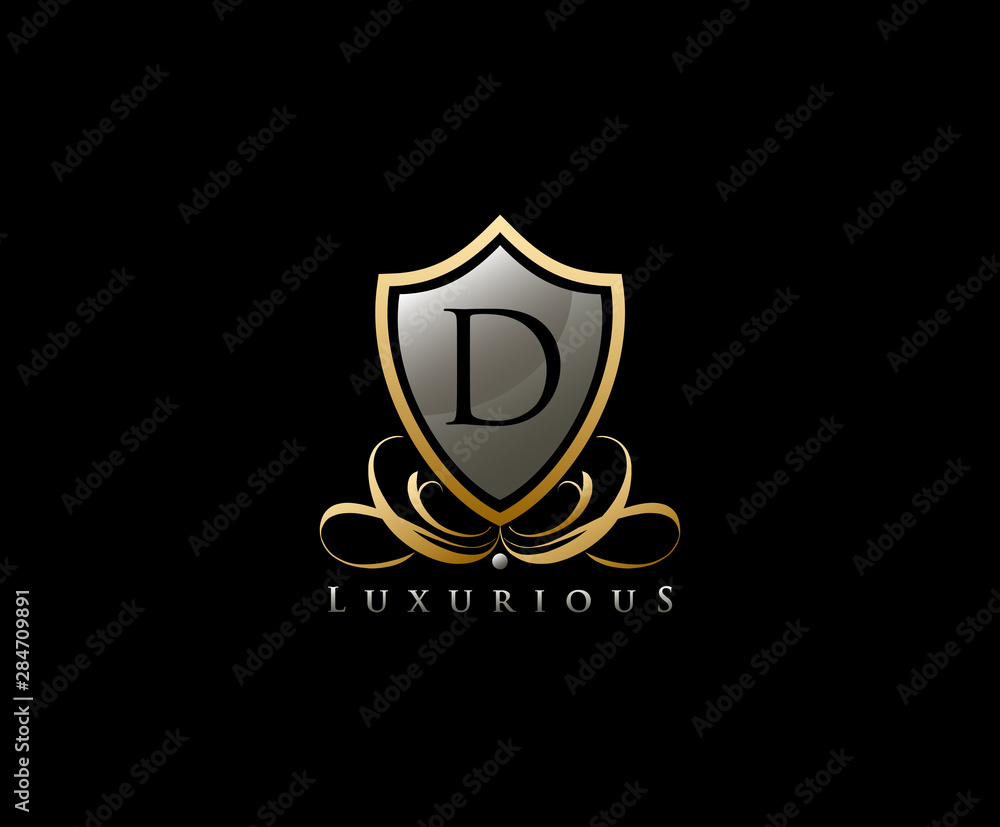 Luxury Golden Shield Logo with D Letter Luxury Golden Shield Logo with D Letter