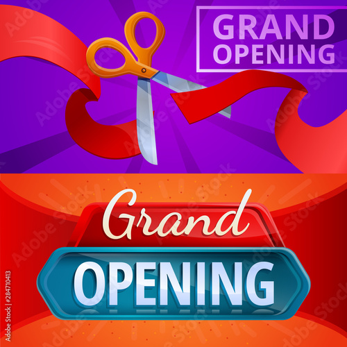 Launch event banner set. Cartoon illustration of launch event vector banner set for web design