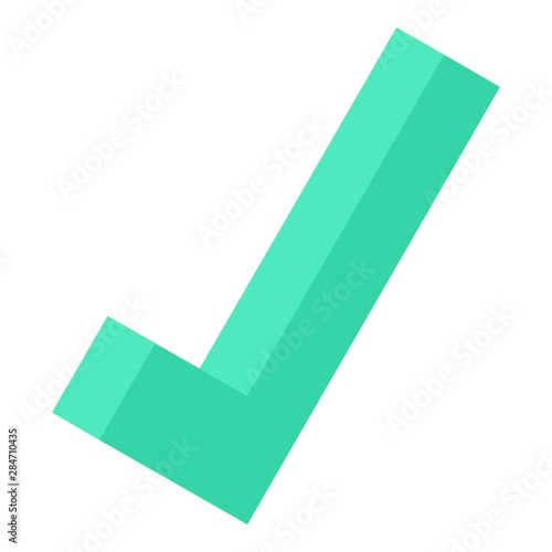 Green check mark icon. Isometric of green check mark vector icon for web design isolated on white background