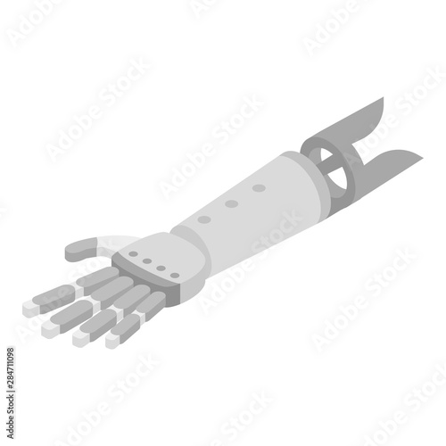 Metal artificial limb hand icon. Isometric of metal artificial limb hand vector icon for web design isolated on white background