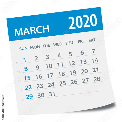 March 2020 Calendar Leaf - Vector Illustration
