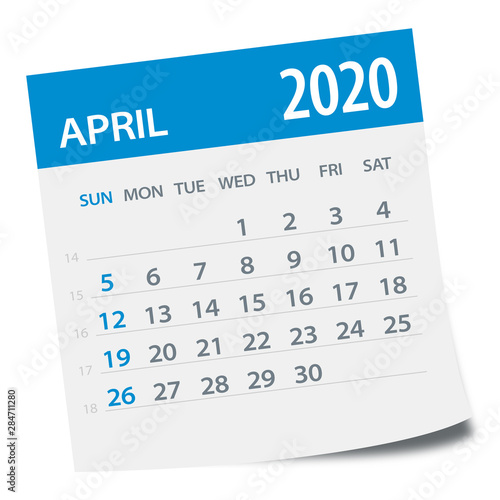 April 2020 Calendar Leaf - Vector Illustration
