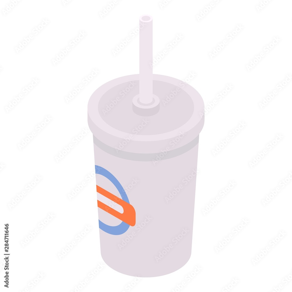 Soda plastic glass icon. Isometric of soda plastic glass vector icon for web design isolated on white background Soda plastic glass icon. Isometric of soda plastic glass vector icon for web design isolated on white background