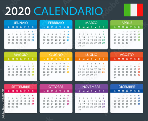 2020 Calendar Italian - vector illustration
