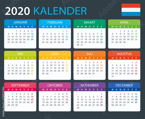 2020 Calendar Dutch - vector illustration
