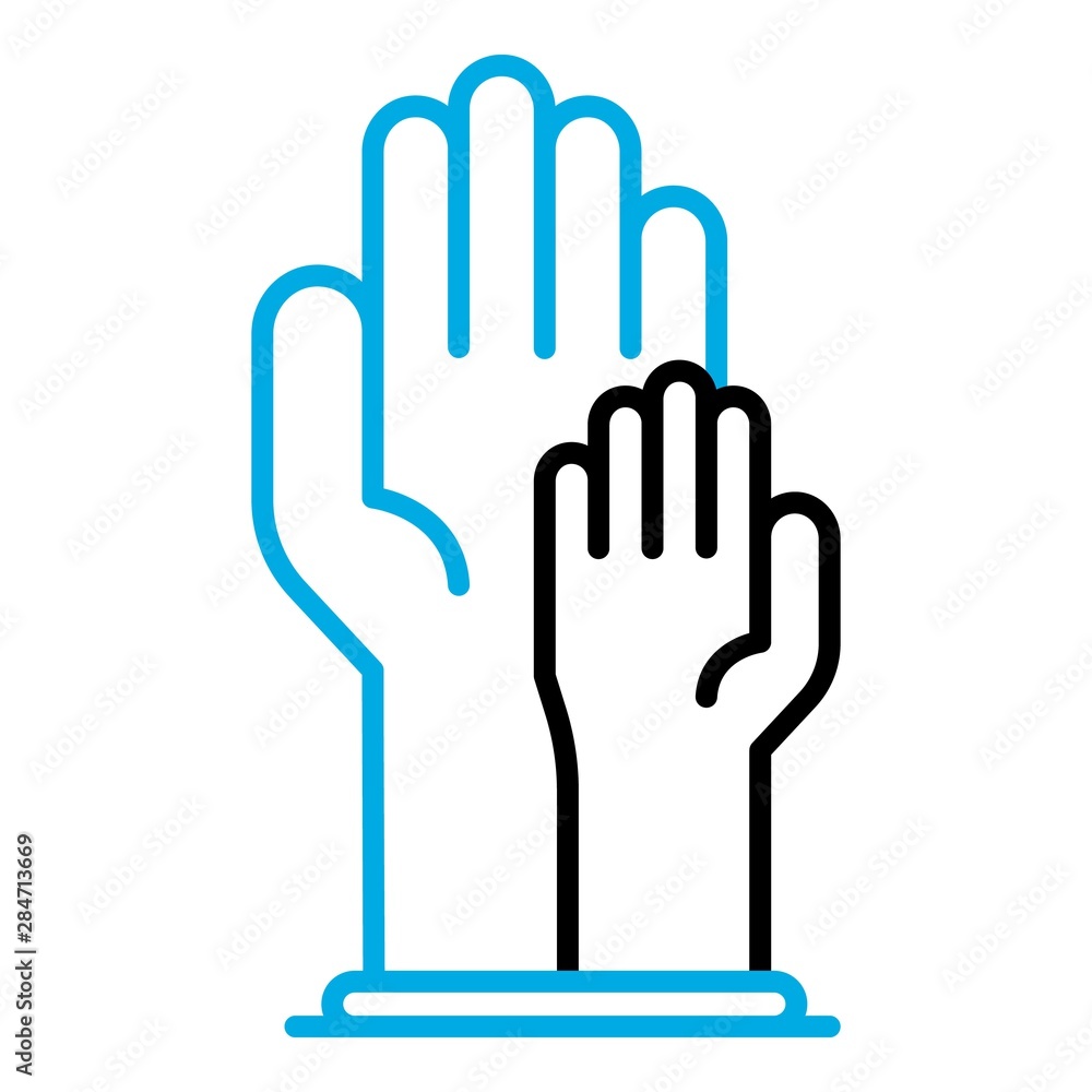 Mother hand care baby icon. Outline mother hand care baby vector icon for web design isolated on white background Mother hand care baby icon. Outline mother hand care baby vector icon for web design isolated on white background