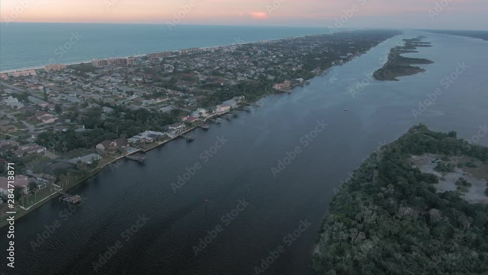 Aerial: Beach and holiday homes at Ormond Beach. Florida, USA Aerial: Beach and holiday homes at Ormond Beach. Florida, USA